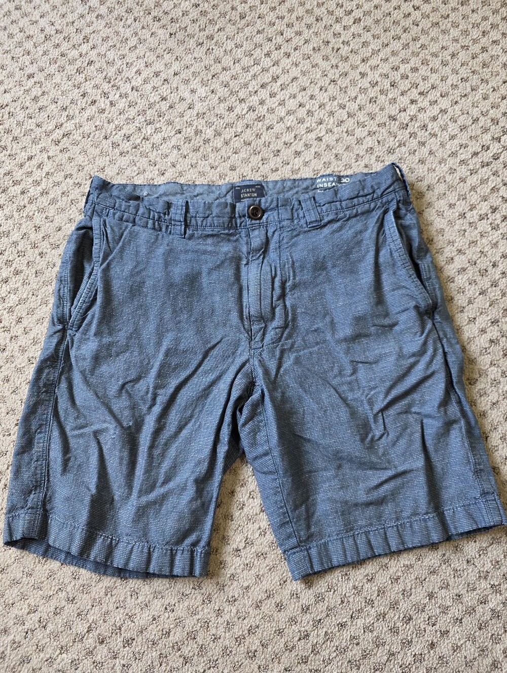 J.crew Stanton Linen And Cotton Blend Men's Blue Casual Chino Shorts